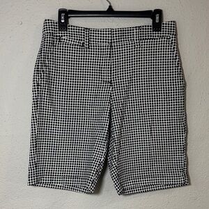 Lands' End Women's Black and White Grid Shorts